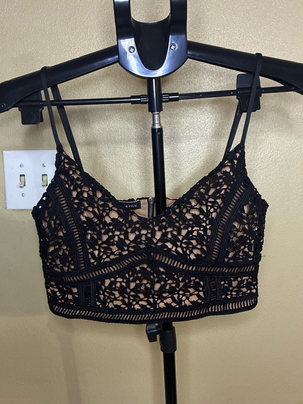 Kendall & Kylie Black Crochet Lace Camisole Crop Top